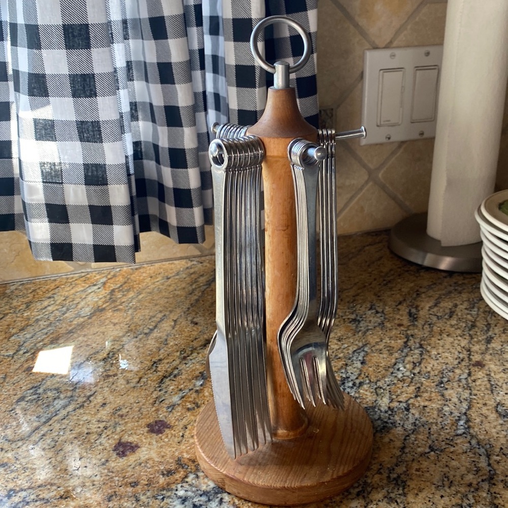 Danish Vintage (60's-70's) Frigast Pantry 18/8 Stainless Set with Stand
